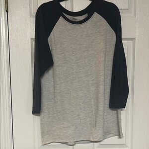 Gray and Black Raglan Sleeve Women's Top